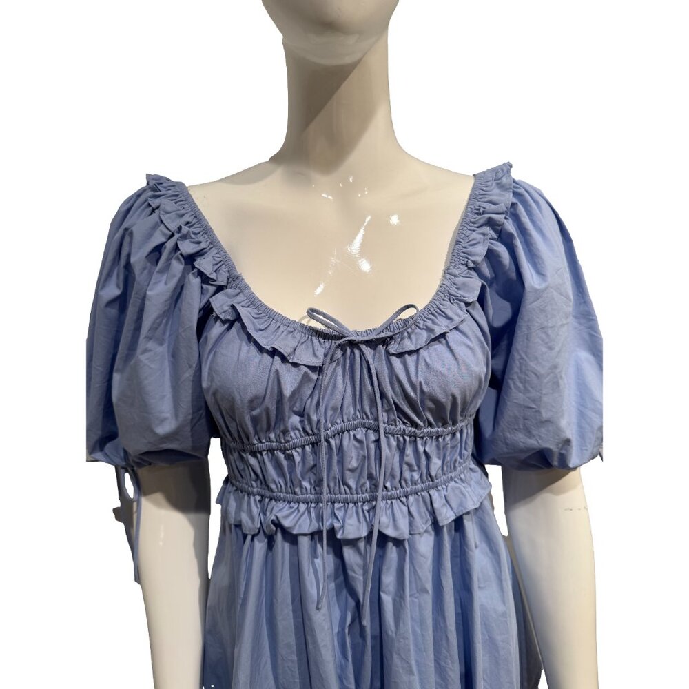 NWT En Saison Danielle Puff Sleeve Mini Dress White Smocked Cotton Size Small - Picture 7 of 9